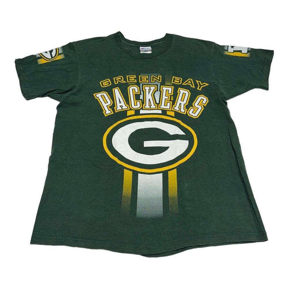 VTG 90s Pro Player Green Bay Packers NFL T-Shirt Single Stitch USA Made Size L